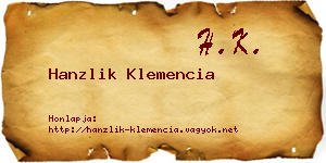 Hanzlik Klemencia névjegykártya